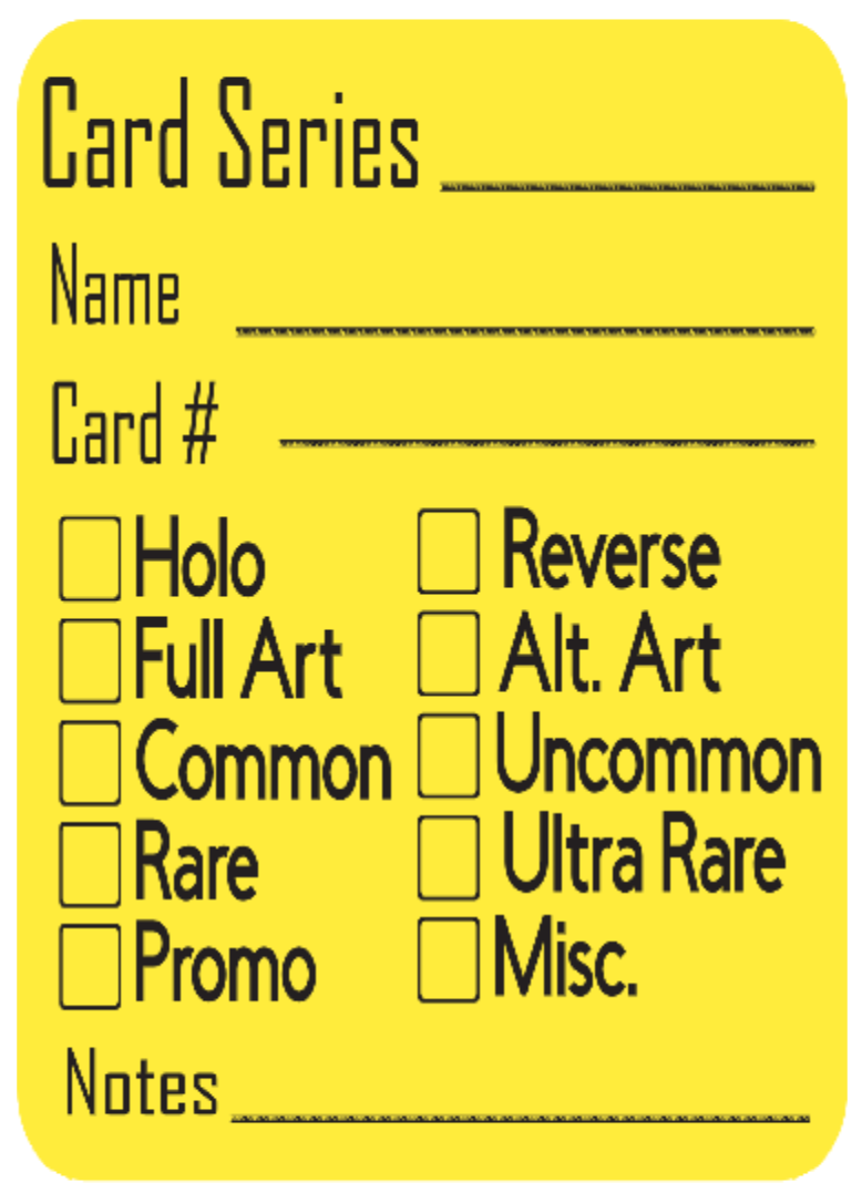Trading Card Place Holder 50 pack
