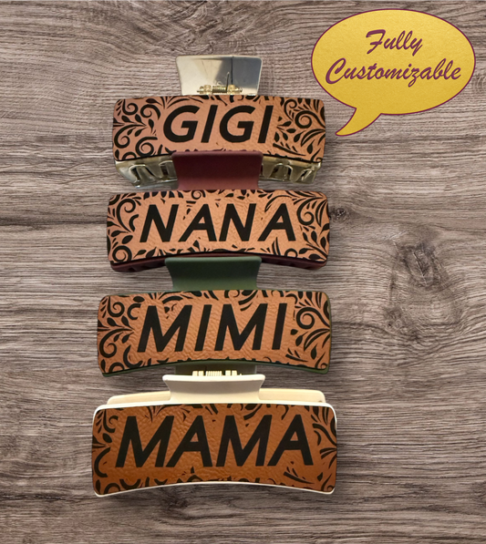 Custom Engraved Hair Claw Clips – Personalized Name or Design